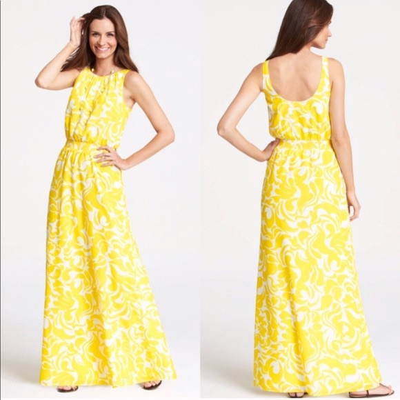 Ann Taylor Dresses & Skirts - Ann Taylor Yellow Summer Scroll maxi sundress